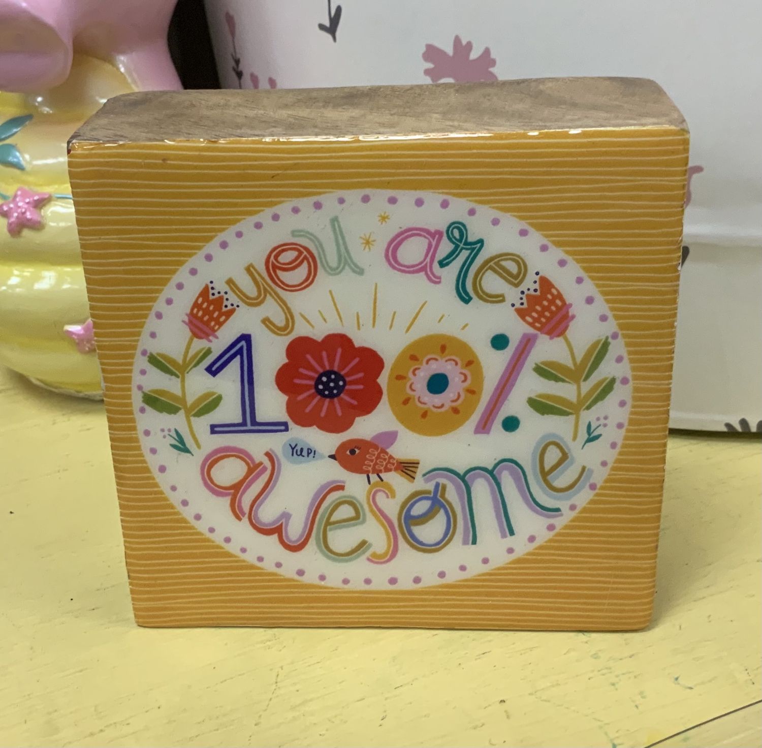 100% Awesome Wood Block