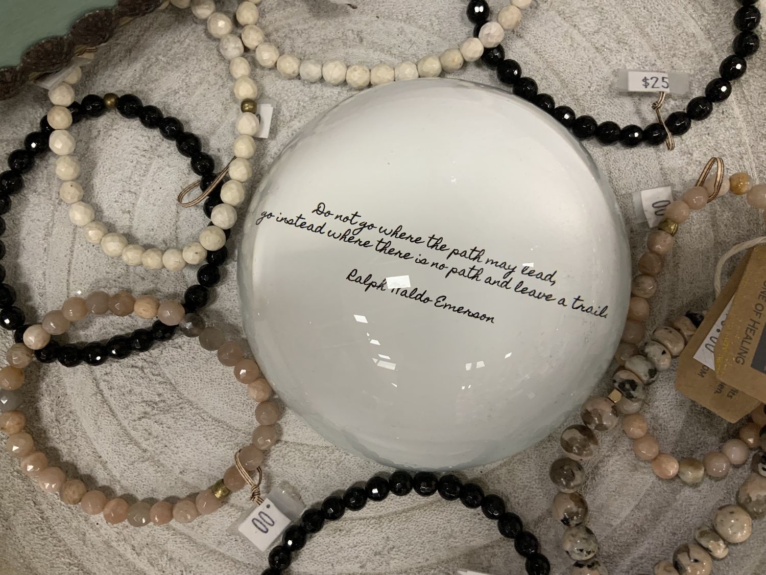 EMERSON leave a trail quote composite paperweight