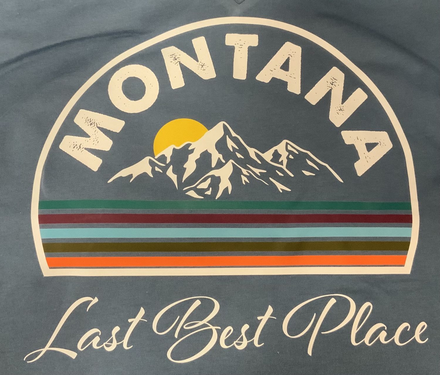 "Montana Last Best Place" Lady's V-neck T-shirt M steller blue
