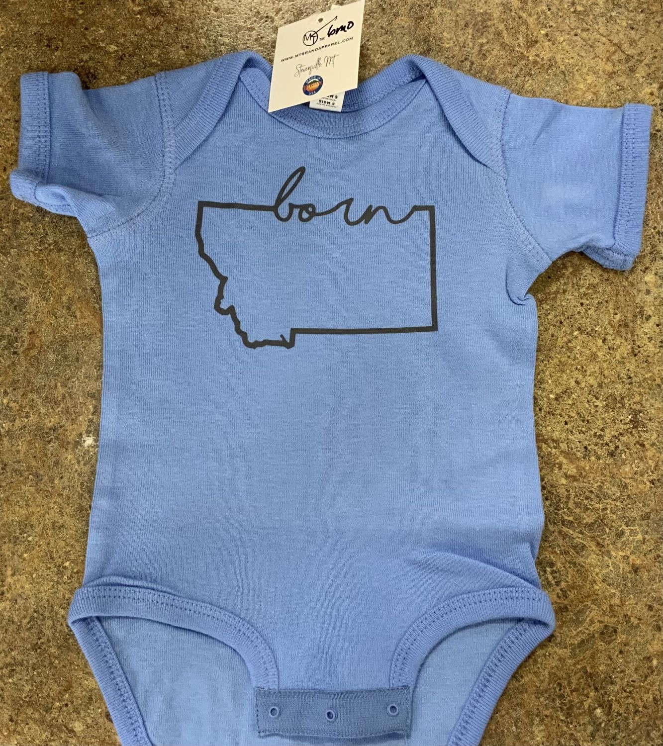 Carolina Blue Montana Born Onesie 6mo