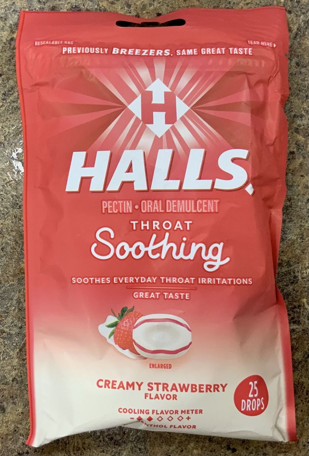 Halls Throat Soothing Drops - Creamy Strawberry