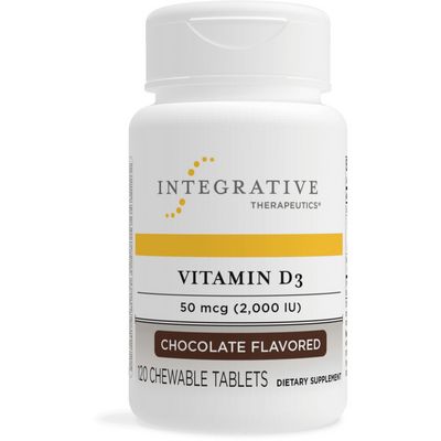 Vitamin D3 - 2000IU, 120 chewable chocolate-flavored tablets