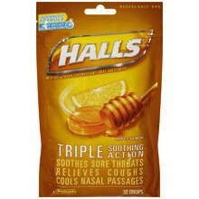 Halls Cough &amp; Throat 9.1 Mg Drops Honey Lemon