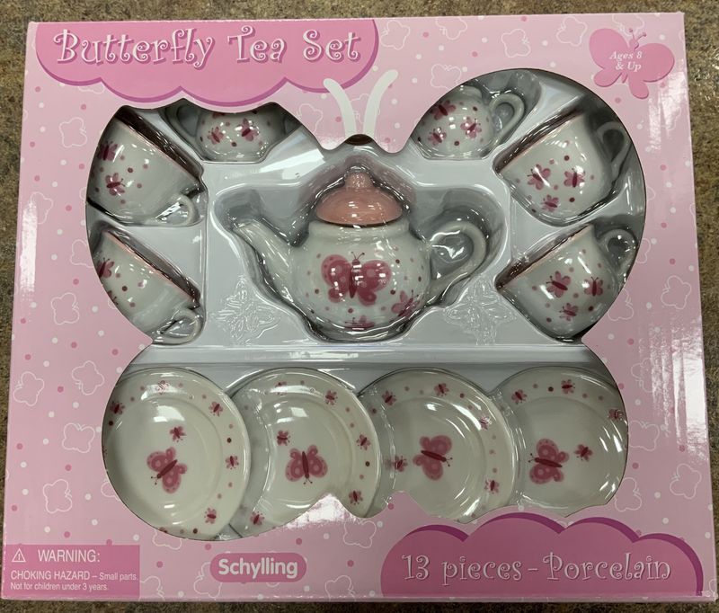Butterfly Tea Set - Pink and White