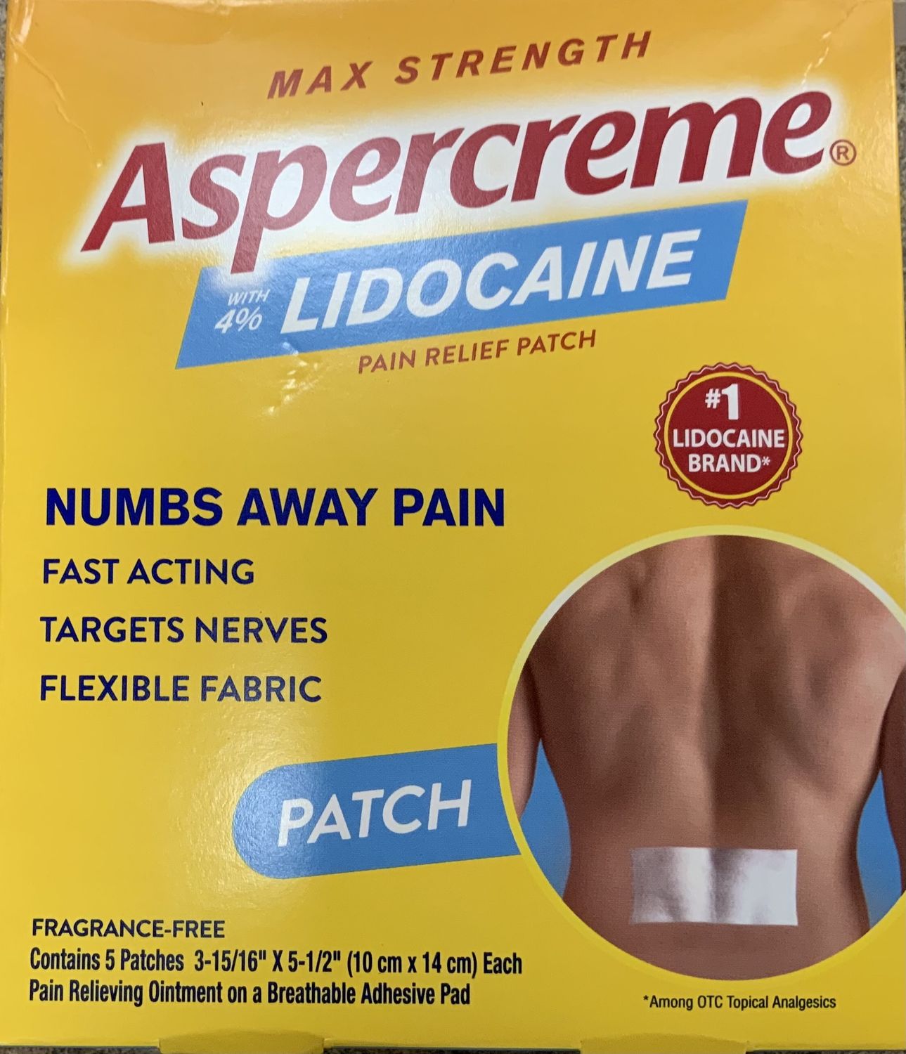 Aspercreme 4% Lidocaine Patch Maximum Strength - 5 Ea