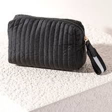 Ezra Small Boxy Cosmetic Pouch-Black
