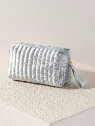 Logan Small Boxy Cosmetic Pouch Silver