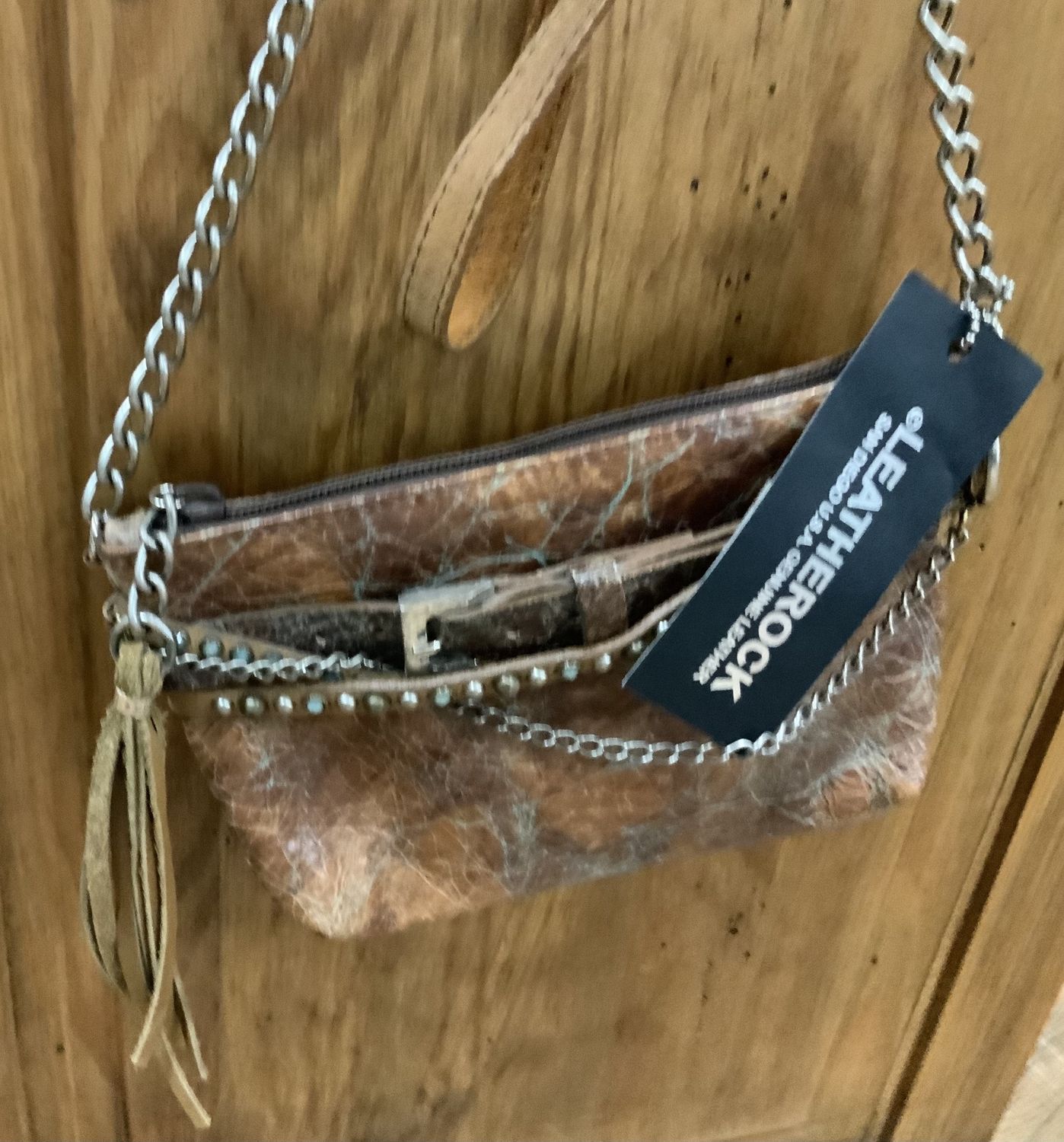 Leatherock Textured leather X-body bag