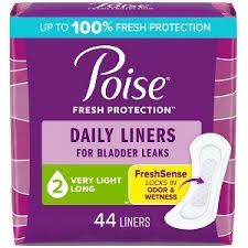 Poise Pantiliner Pad 44 Very Light Long