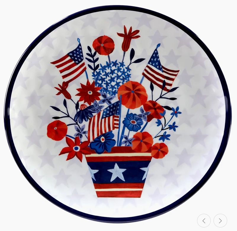 STARS &amp; STRIPES MELAMINE ROUND PLATTER 14 IN