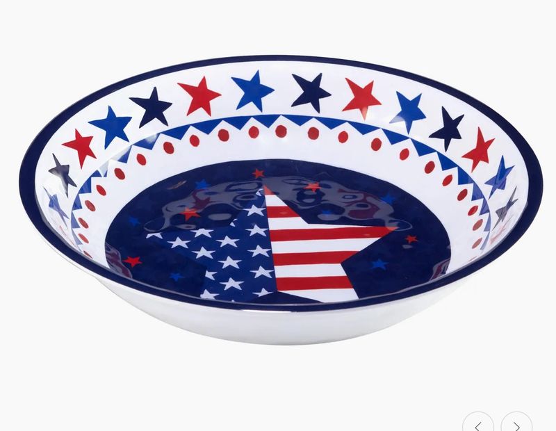 STARS &amp; STRIPES MELAMINE LG SERVING BOWL 13.75inx 2.75 in
