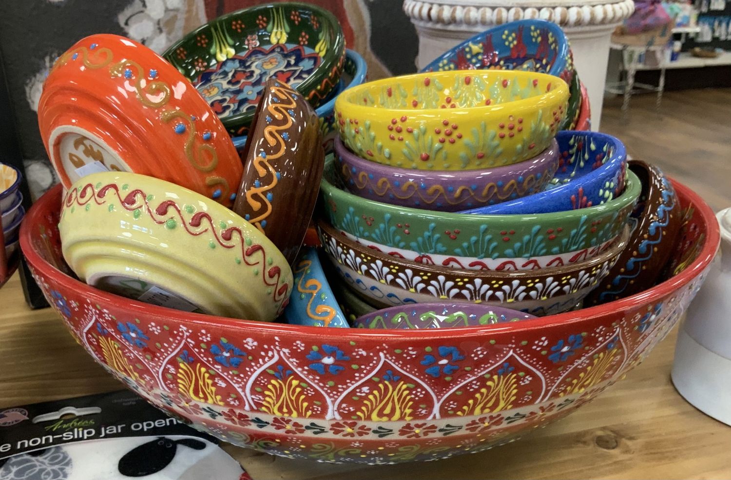 Hand-Painted Large Festive Serving Bowl