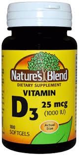 Vitamin D3 1,000 IU, 25 mcg, 100 Softgels