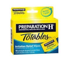 Preparation H Totables Wipes.