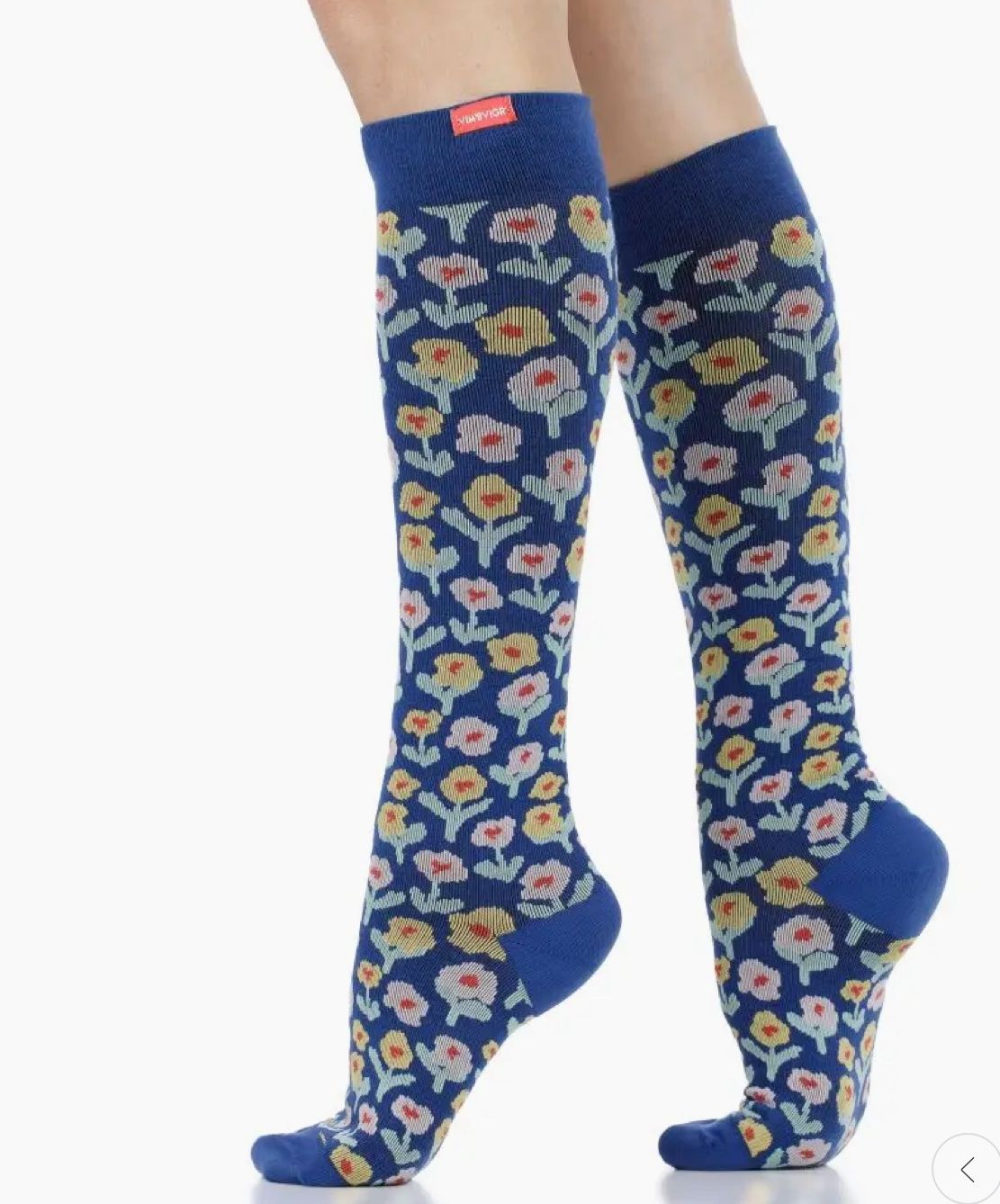 Vim &amp; Vigor Compression Socks Blue Flowers S/M
