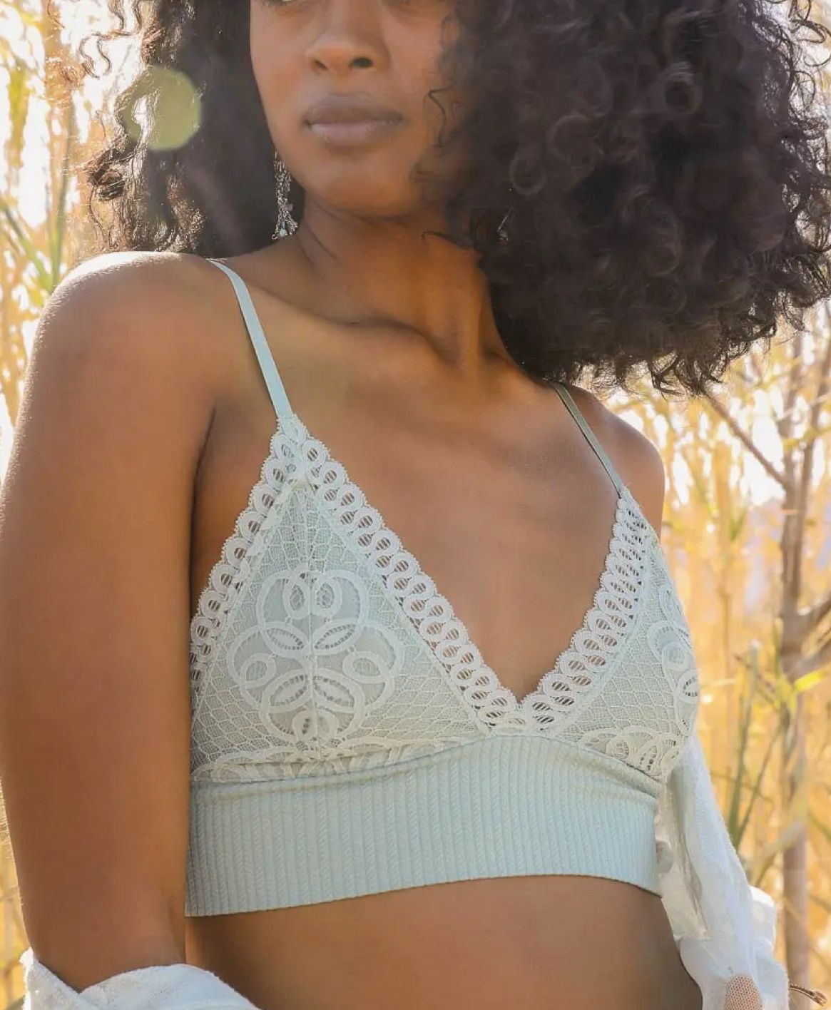 Lace Longline Bralette Sage