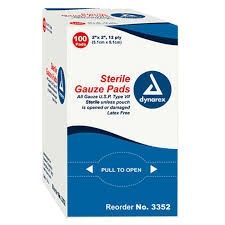 Sterile Gauze Pads 2”x2”, 12 ply, 100 count