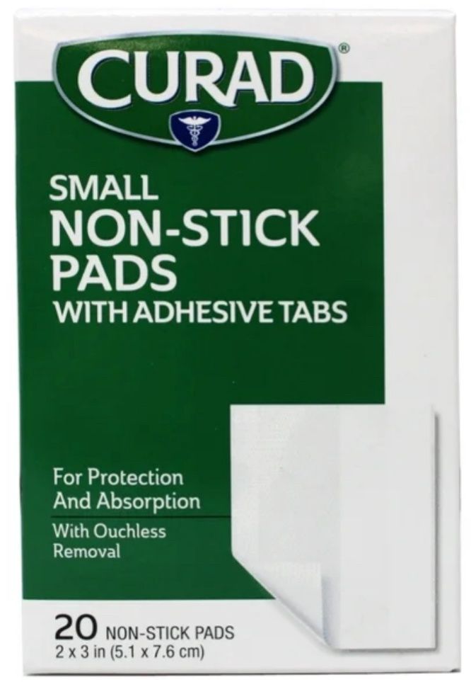 Curad Small Non-Stick Pads with Adhesive Tabs - 20 ct. 2”x3”