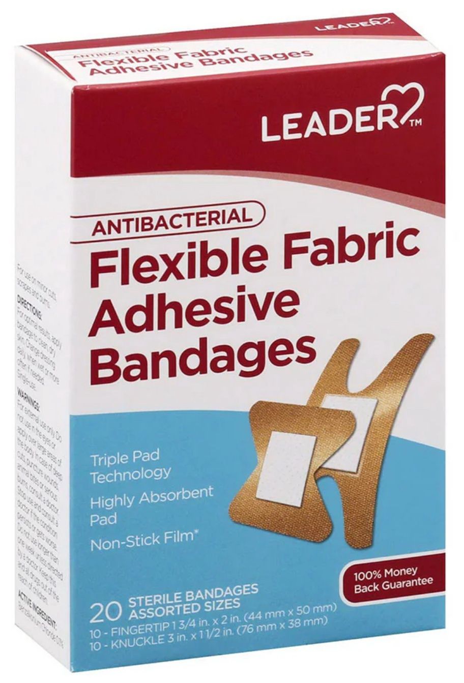 Leader Flexible Fabric Adhesive Bandages Assorted Sizes - 20 count