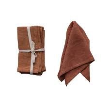 18" Sq. Stonewashed Linen Dinner Napkins - Rust Set of 4