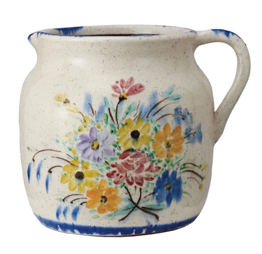 Decorative Terra-cotta Pitcher w/ Flowers &amp; Handle (Each One Will Vary)