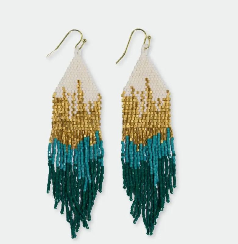 Claire Ombré  Beaded Fringed Earrings