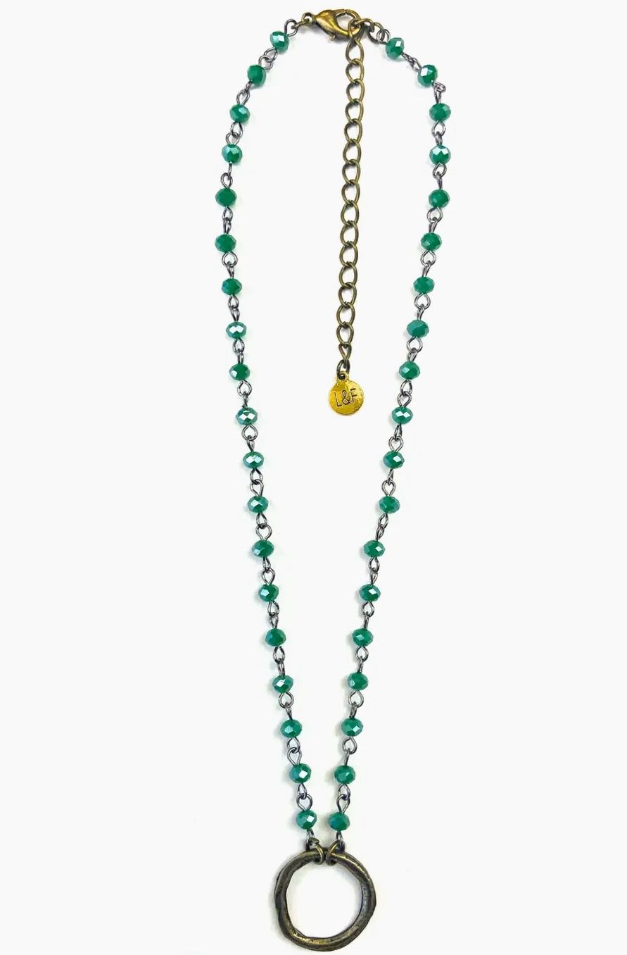 Lime Rosaried &amp; Ring Pendant NECKLACE