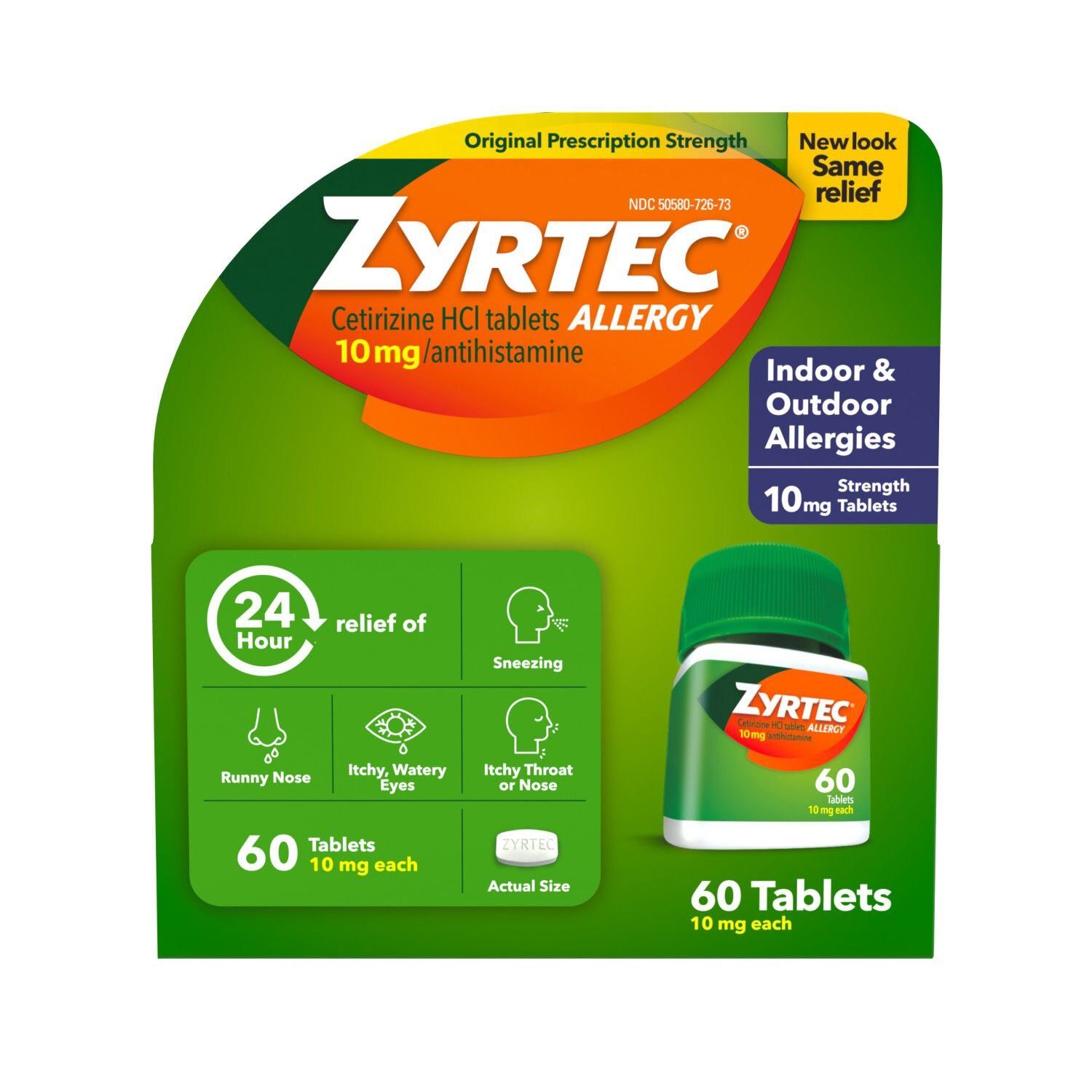 Zyrtec 10Mg Allergy Tablets - 60 Tablets