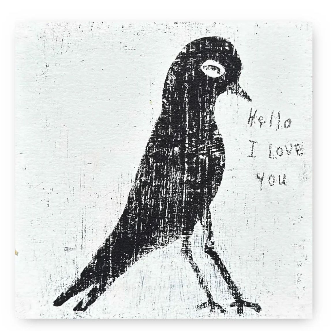 Black Bird Hello I Love You - 9x9 Tile Art