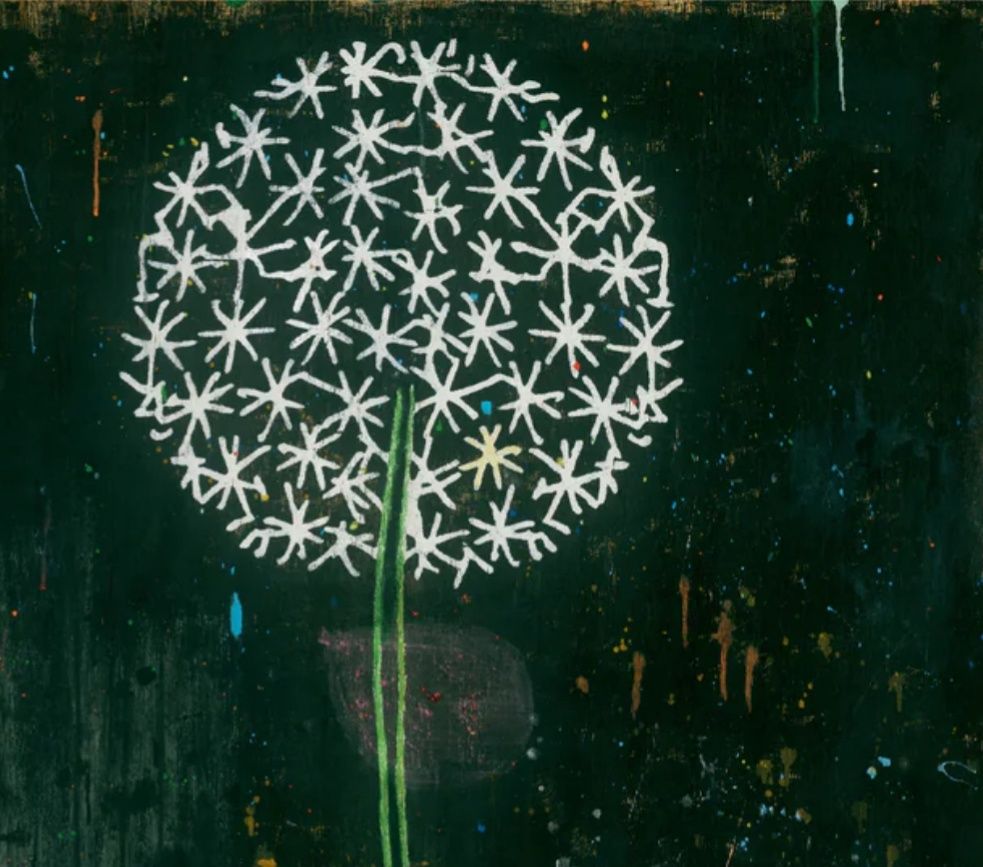 Resilience Is Rooted In Love - Dandelion on Black - Mini Art Tile 4x4