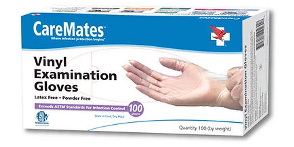 Vinyl Examination Gloves XL Caremates 100count