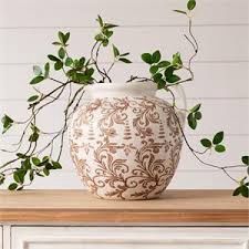 Ceramic Jug Vase - Tan Floral