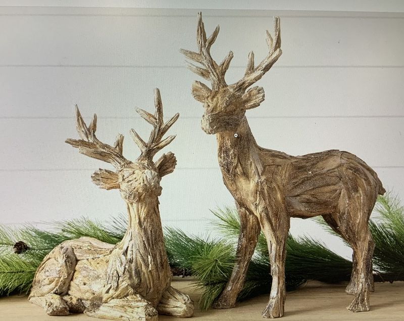 Distressed Faux Bark Deer with Sparkles (2 styles avail.)