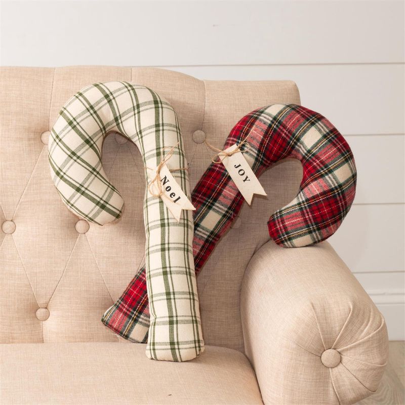 Pillows - Plaid Candy Canes - 2 Styles