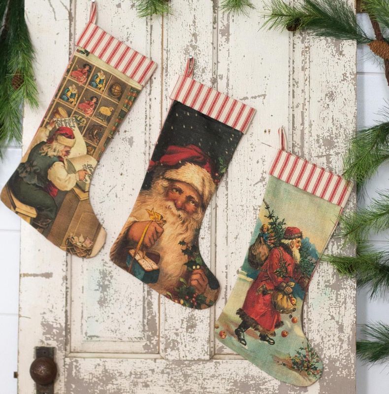 Vintage Santa Stocking - Assorted 3 Styles