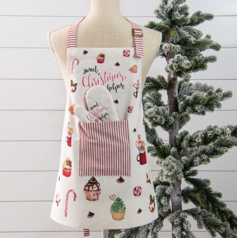 Child's Apron And Mitt Set - Sweet Christmas
