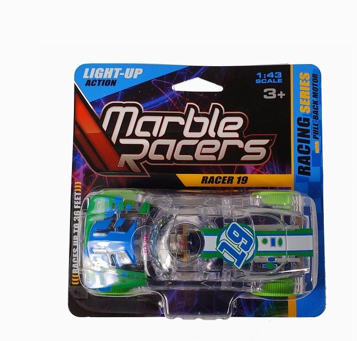 Light Up, Flashing Pull-Back Marble Racers - Racing Series, Green
