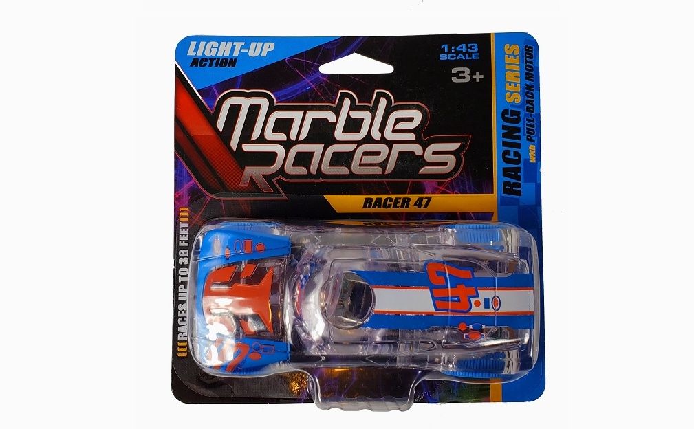 Light Up, Flashing Pull-Back Marble Racers - Racing Series, Blue