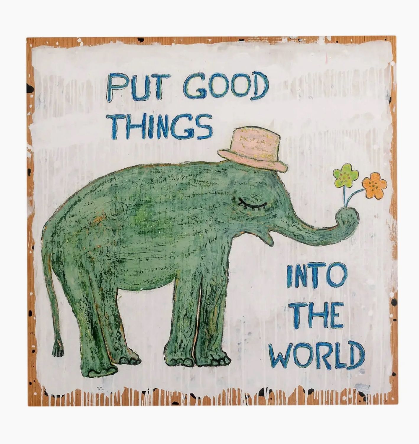 12 X 12 Good Things Elephant Art Poster in Frame