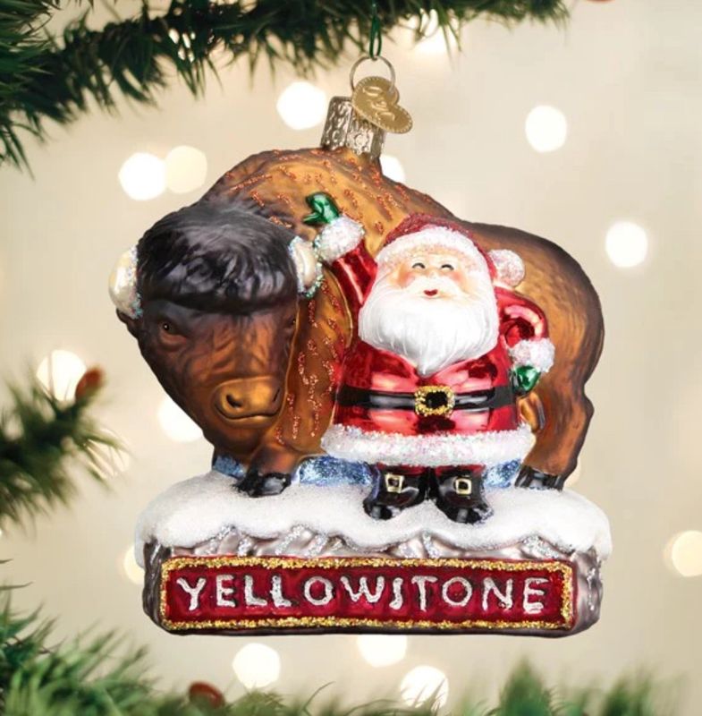 Santa Yellowstone Bison Oranament