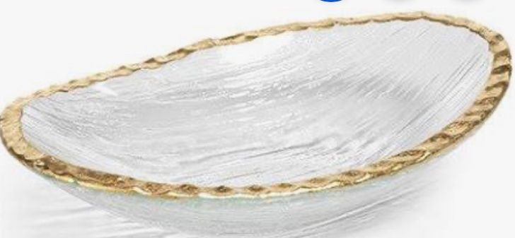 Zodax Small Cassiel Clear Bowls With Jagged Gold Rim