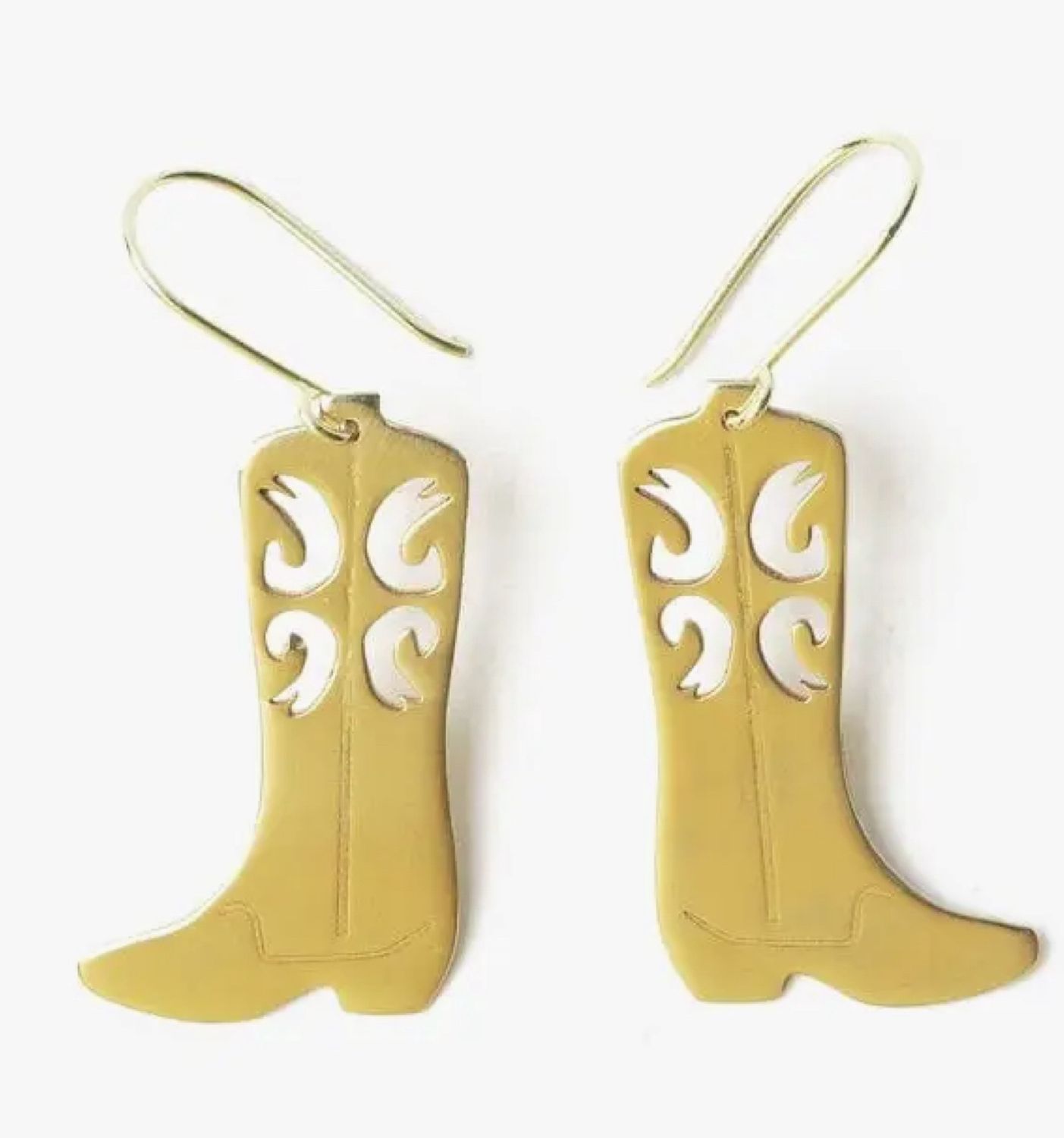 Lacey Boot Dangle  Brass Earrings