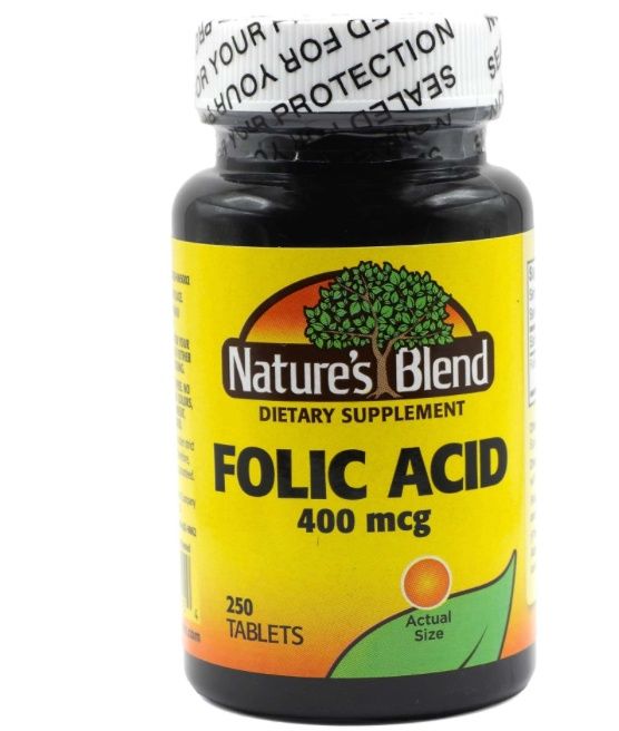 Nature&#39;s Blend Folic Acid 400mcg Tablets 250 ct