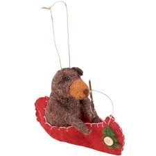 Bear In Canoe Felt Ornament