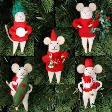 Wool Mouse Ornaments - 2