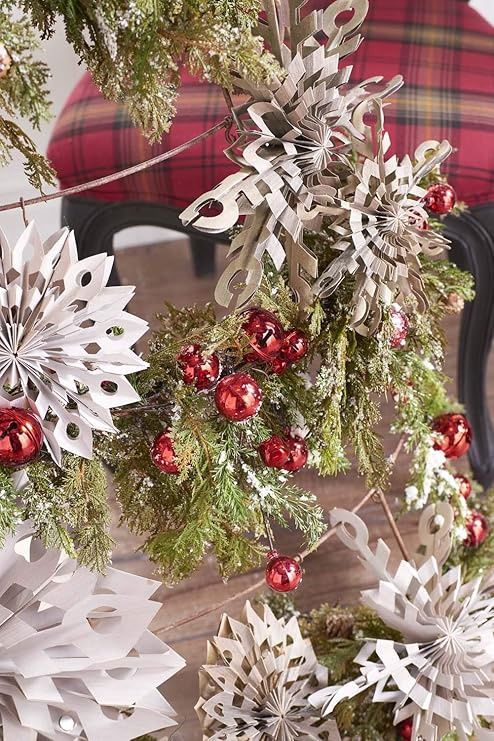 Snowy Pine Branch With Red Balls &amp; Bells