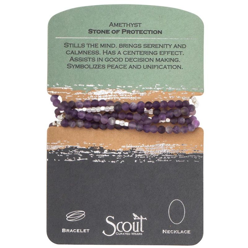 Scout Wrap Bracelet/NECKLACE    Amethyst Stone of Protection