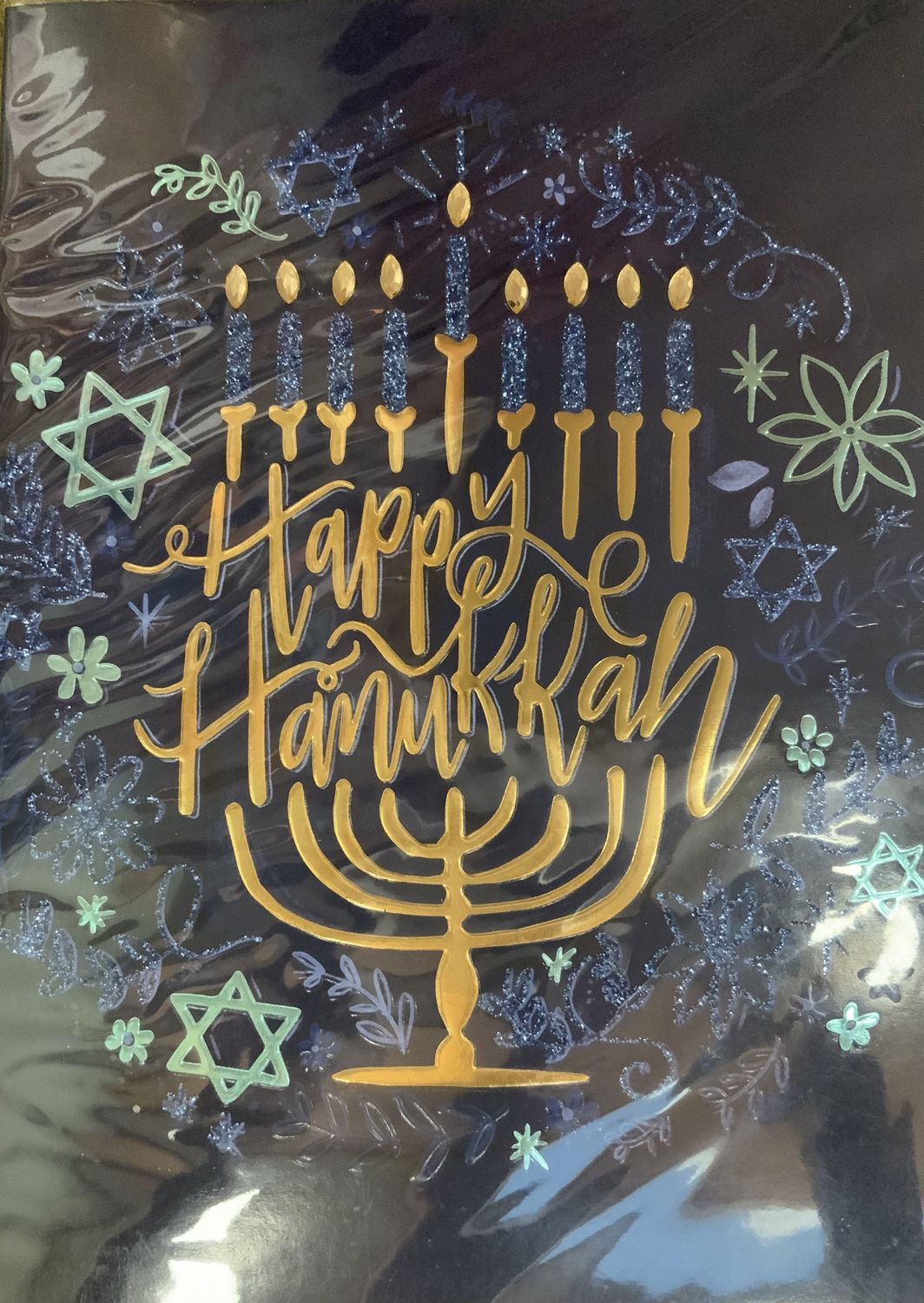 Golden Menorah Hanukkah Card