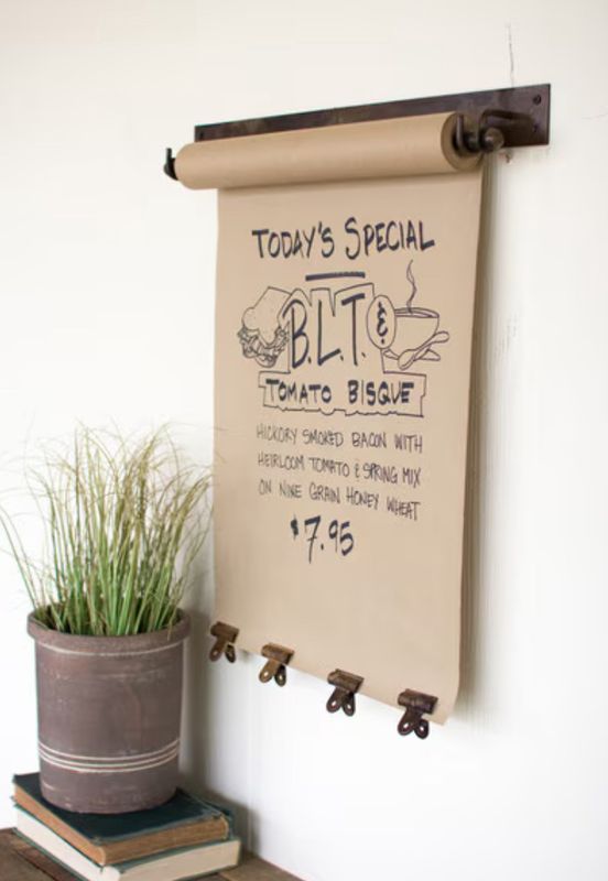 Hanging Note Roll with 4 Brass Finish Clips - 22 in.