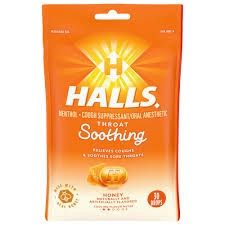 Halls Throat Soothing Drops - Honey 2.7mg 30 count